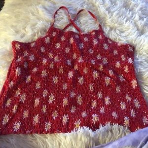 Red with flowers summer tank top